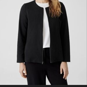 Eileen Fisher Black Zip Front Jacket Women’s Medium Minimalist Career Blazer